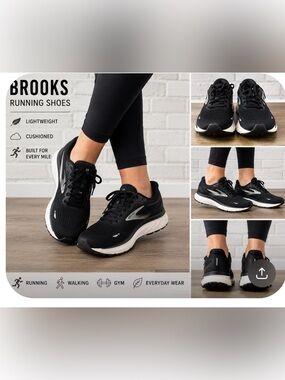 Brooks Adrenaline GTS Black/White athletic Running Shoes, size 9.5